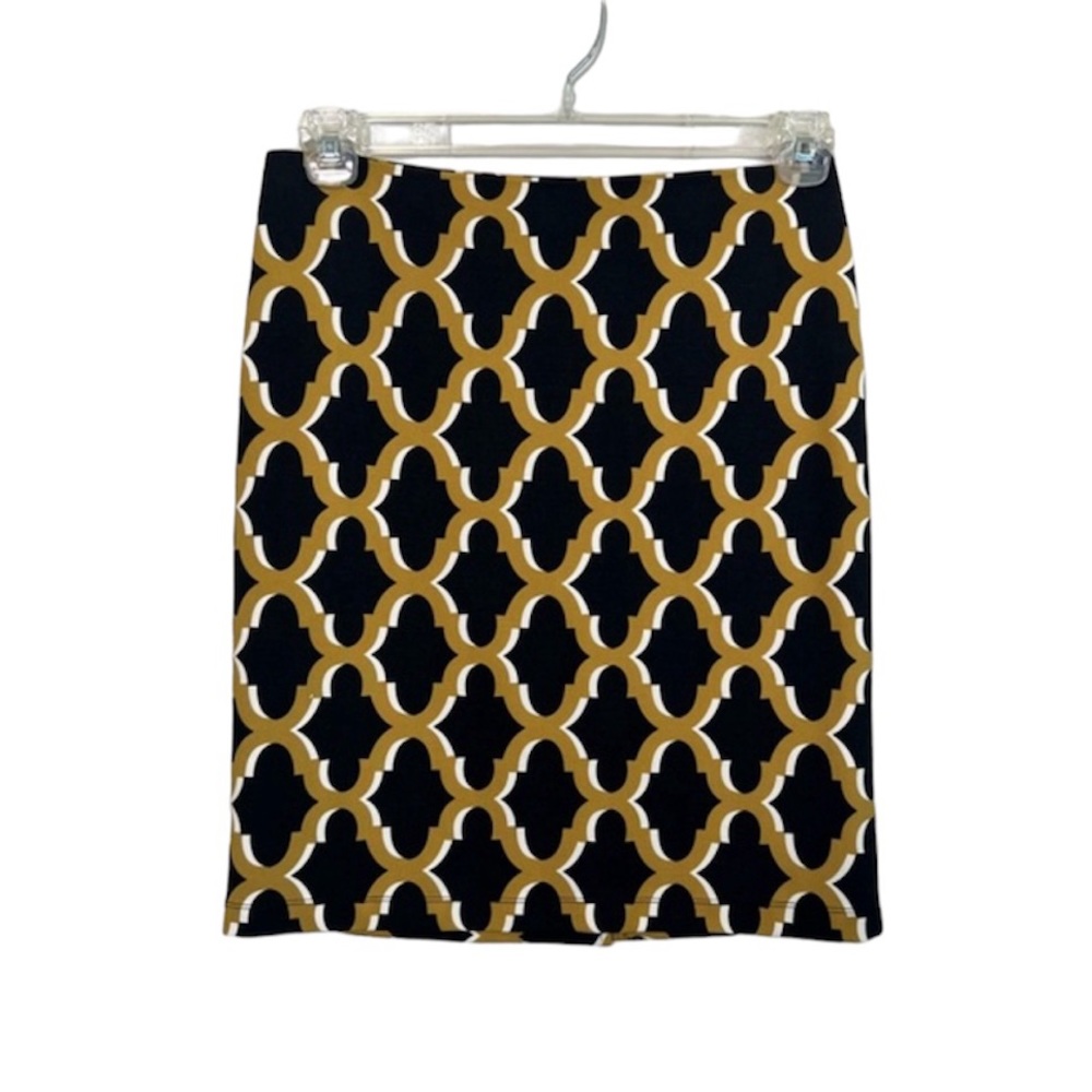 J. McLaughlin Office Workwear Pencil Skirt In black and golden yellow size 2